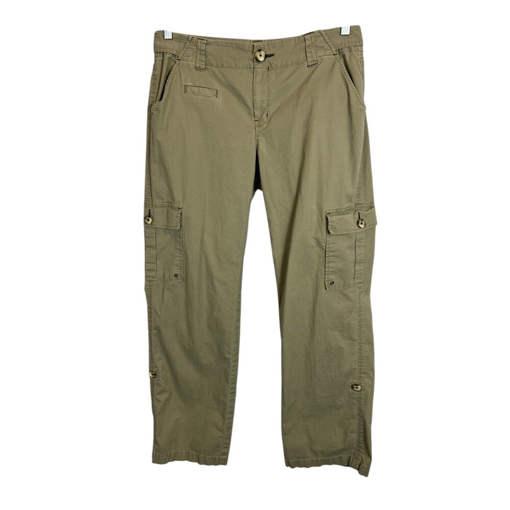 CAbi 885 Taupe Ripstop Cargo Pants w Roll-Tab Straight Leg Size 10 Gorpcore